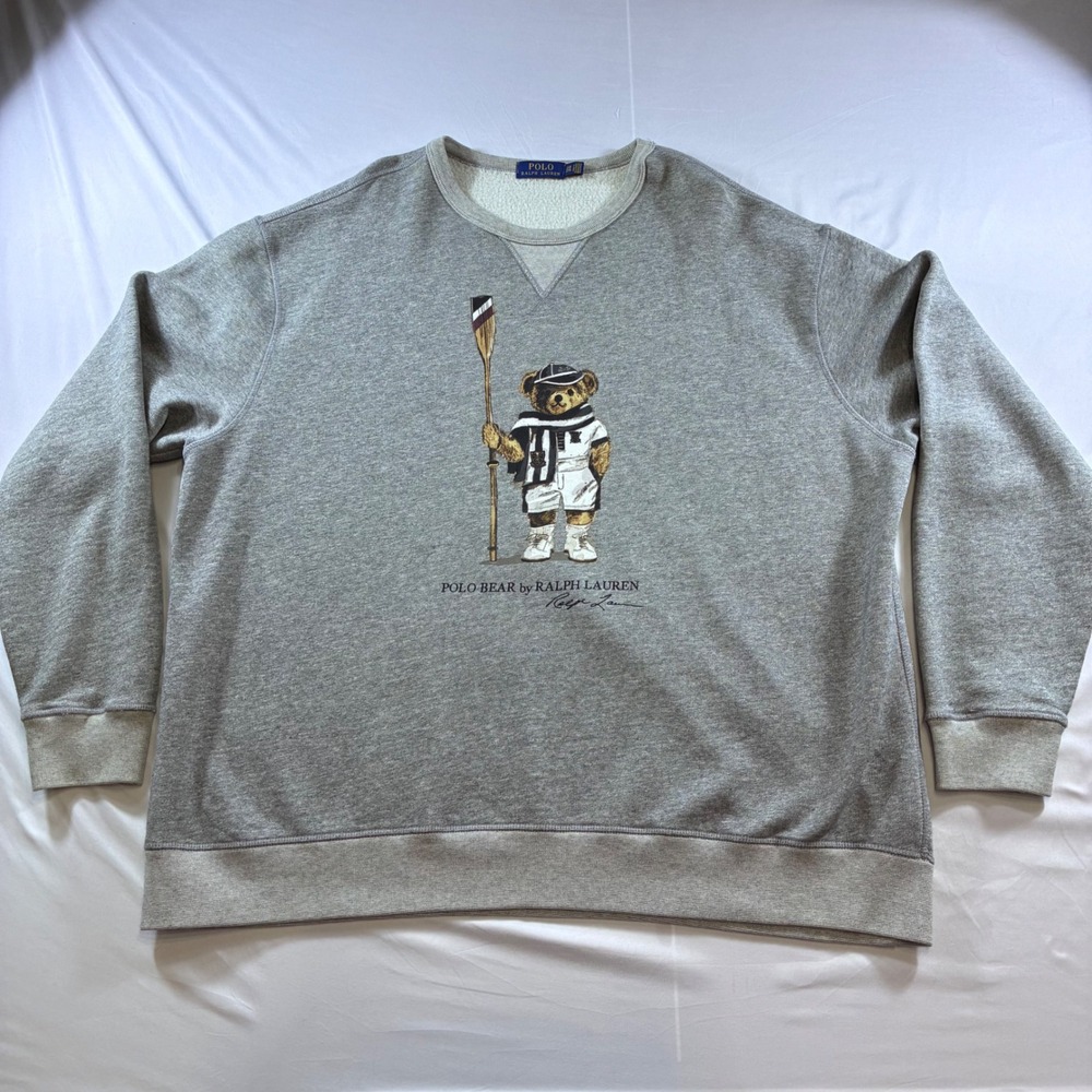 Polo Ralph Lauren Mens Polo Bear Rowing Sweatshirt Gray 2XB Big & Tall